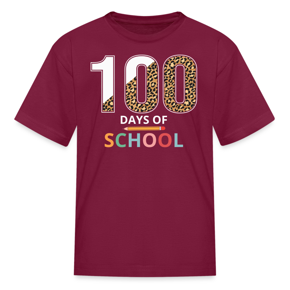 100 Days Of School Shirt For Boys Colorful School Milestone Kids T-shirt - burgundy