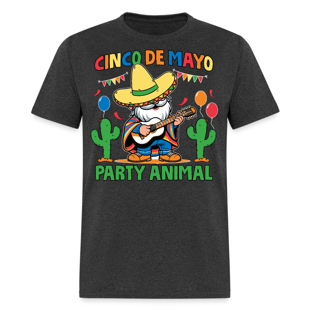 Cinco De Mayo Party Animal Funny Mexican Fiesta Gnome T-shirt - heather black