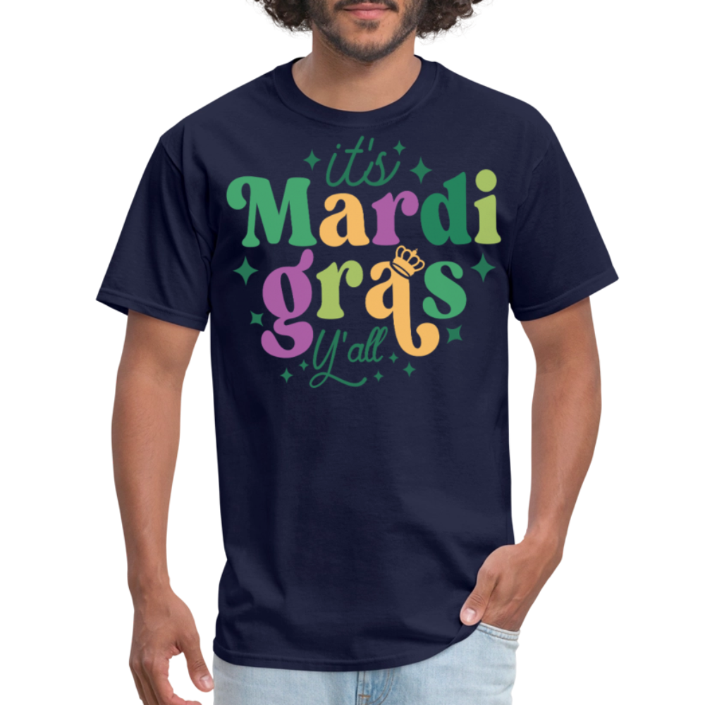 It's Mardi Gras Y'all Crown T-Shirt - navy