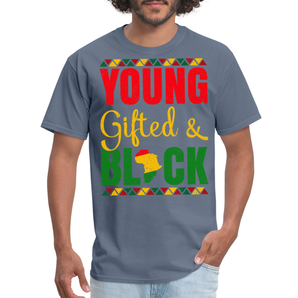 African Heritage Tee Young Gifted and Black T-Shirt - denim