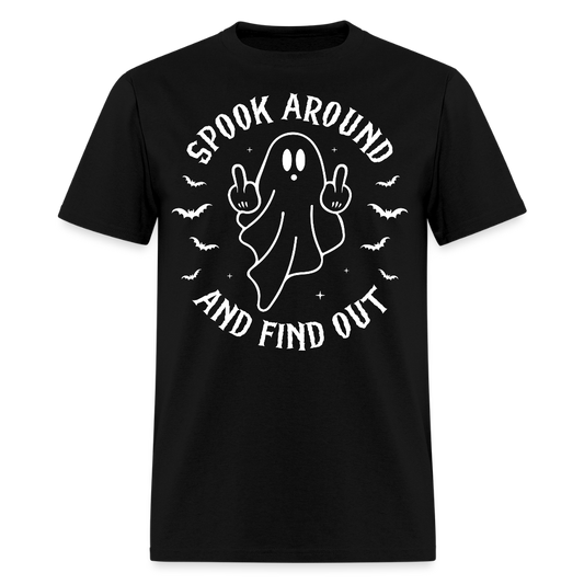Spook Around and Find Out Funny Halloween T-Shirt - black