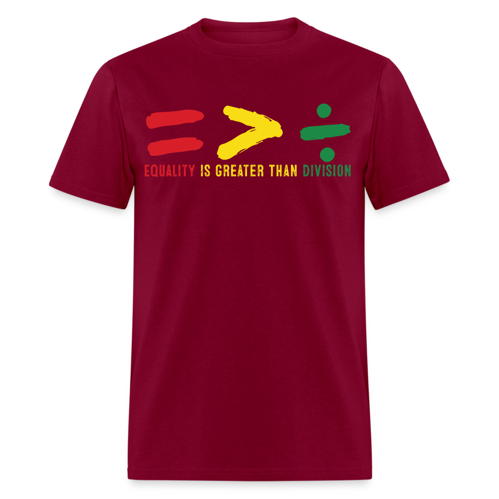 Black History Month Tee Equality Over Division T-Shirt - burgundy