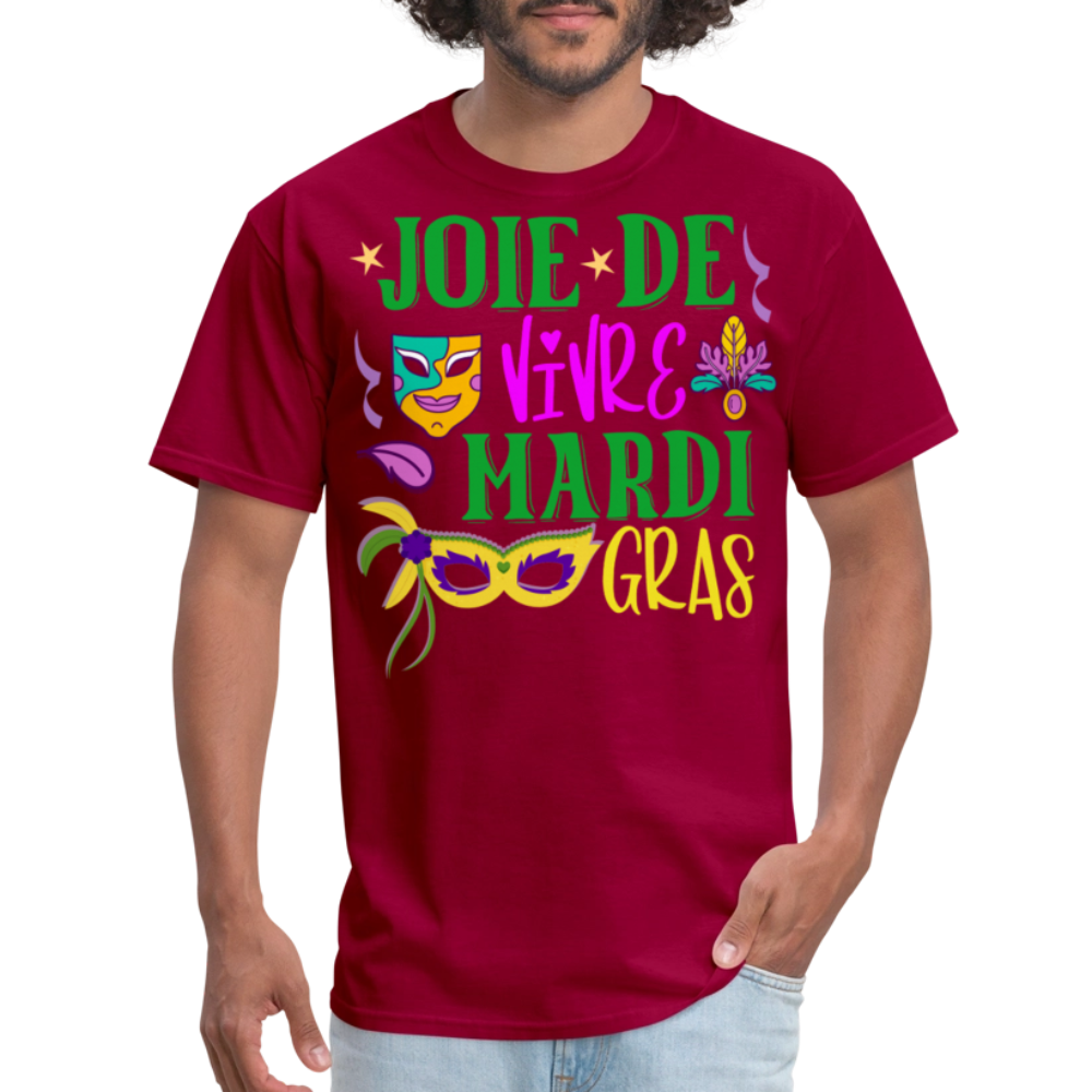 Joie De Vivre Mardi Gras Graphic Tee Colorful Masquerade Mask T-shirt - dark red