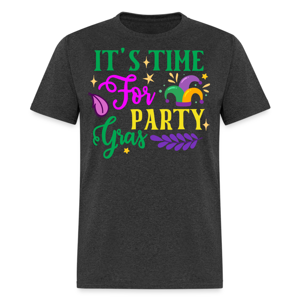 Funny Mardi Gras Festival Tee It's Time for Party Gras T-shirt - heather black