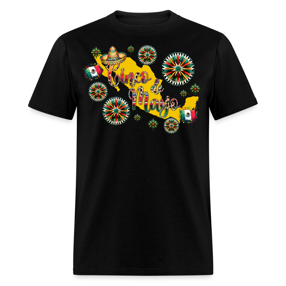 Mexican Pride Tee For Cinco De Mayo Mexico Map Graphic T-shirt - black