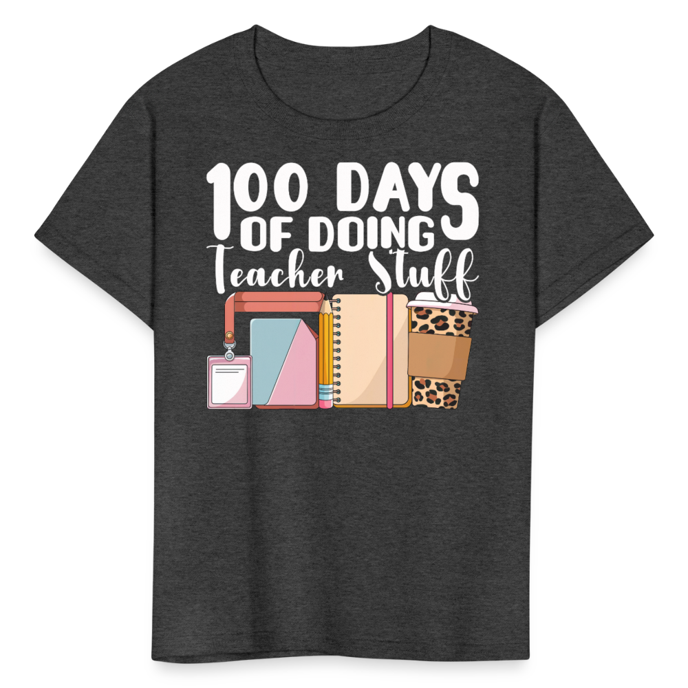 Fun and Cute Teacher Gift 100 Days of Doing Teacher Stuff T-Shirt - heather black