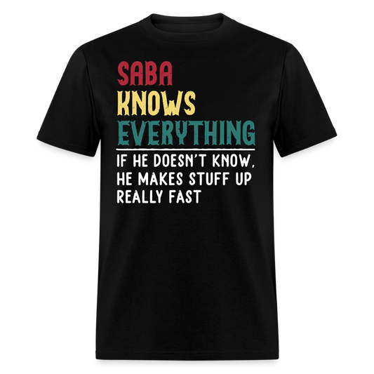 Saba Knows Everything Hebrew Grandfather T-shirt - black