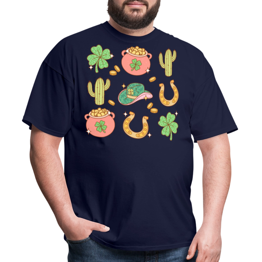 Lucky Irish Cowboy Aesthetic T-shirt - navy