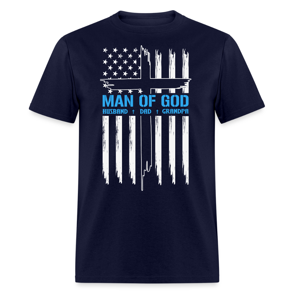 Husband Dad Grandpa Christian T-shirt - navy