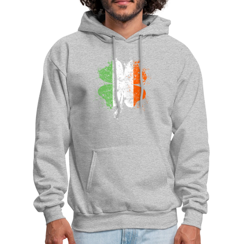 Irish Distressed Shamrock ST Patrick's Day Men's Hoodie - heather gray