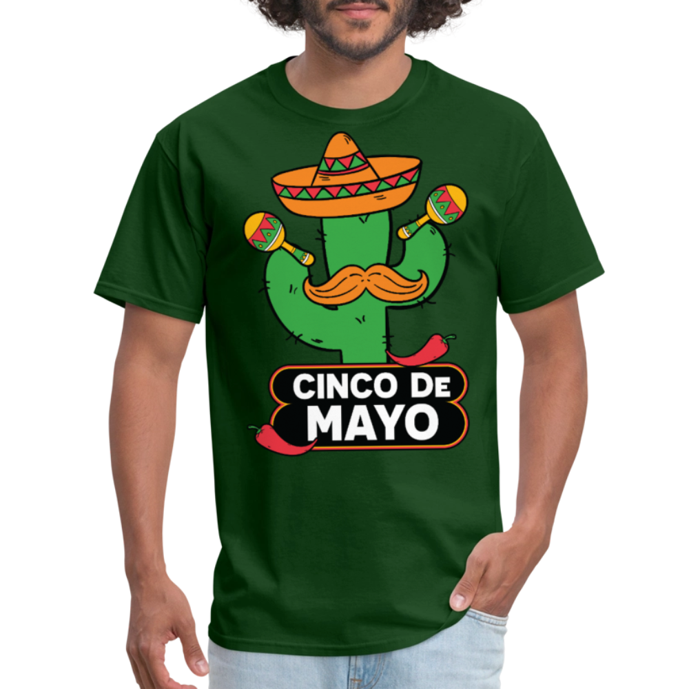 Mexican Fiesta Party Tee Funny Cinco De Mayo Cactus T-shirt - forest green