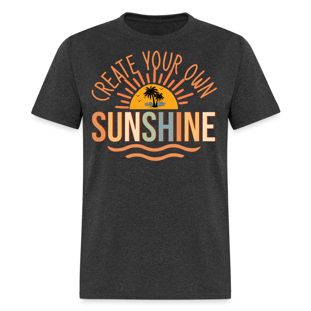 Create Your Own Sunshine Palm Tree Sunset T-shirt - heather black