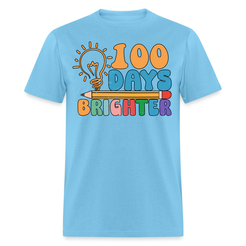 100 Days Brighter Shirt for Teachers Fun School Milestone T-Shirt - aquatic blue