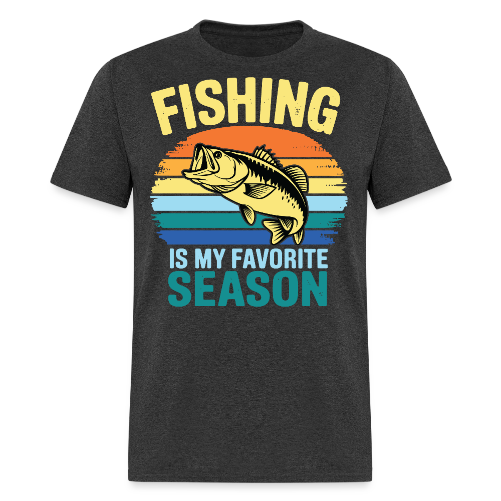Retro Fishing Is My  Favorite Season T-shirt - heather black