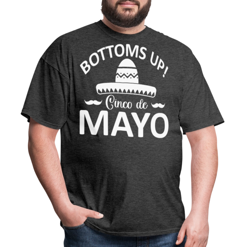 Bottoms Up Cinco de Mayo Tee Funny Mexican Drinking T-shirt - heather black