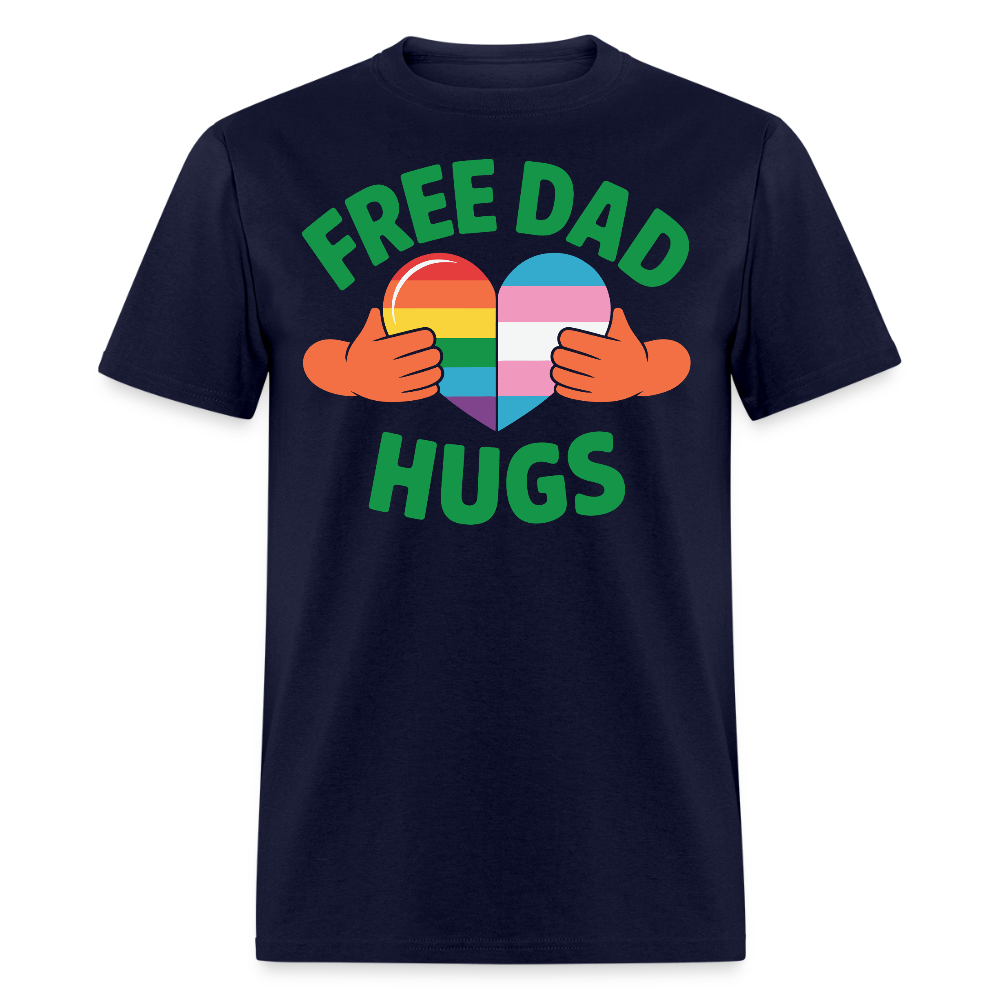 Free Dad Hugs Pride LGBTQ Ally Father T-shirt - navy