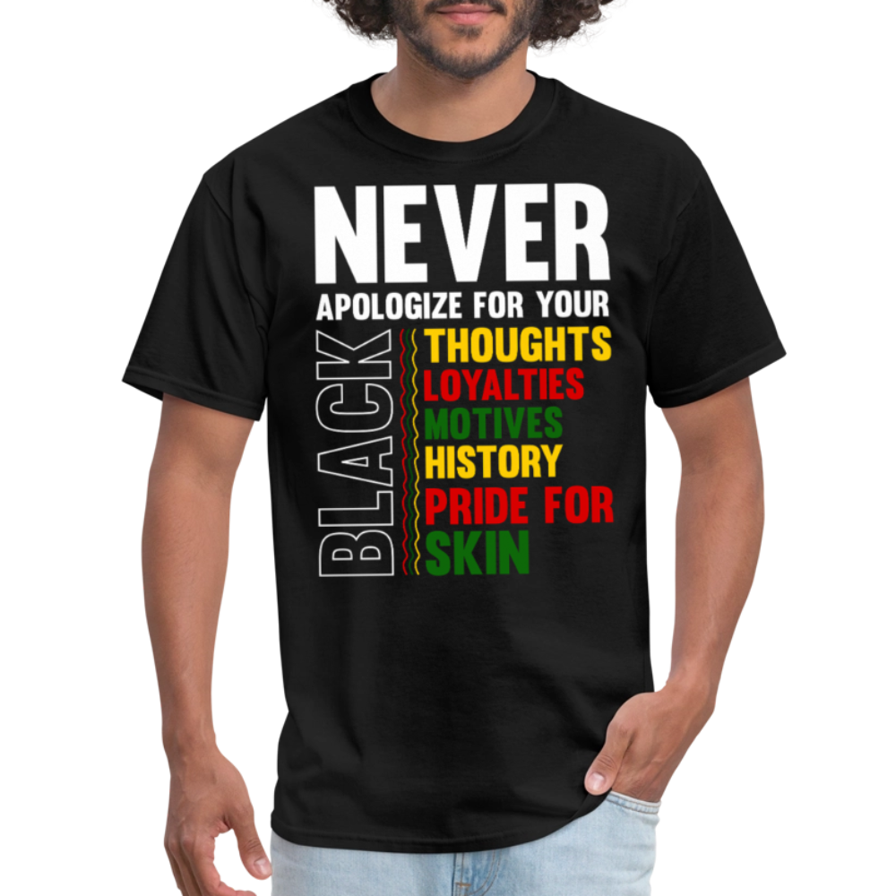 Never Apologize For Your Black Heritage Unisex T-shirt - black