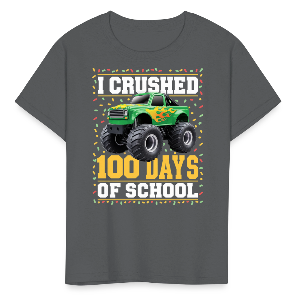 100 Days Of School Monster Truck Tee Kids 100th Day Of School T-shirt - charcoal