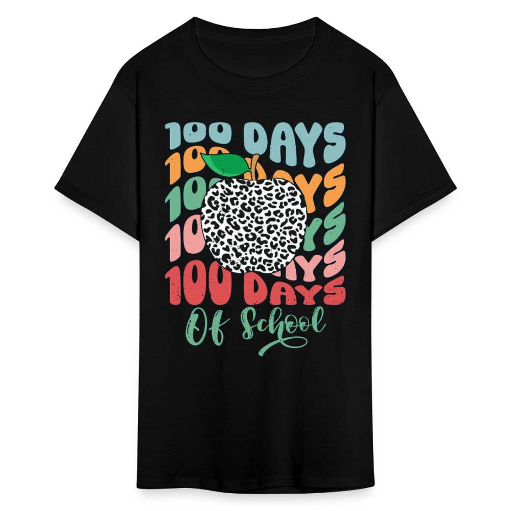 Leopard Print 100 Days of School Tee 100th-day Celebration T-shirt - black