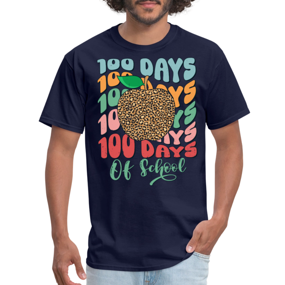 Leopard print 100 Days Of School Teacher Appreciation Gifts T-shirt - navy