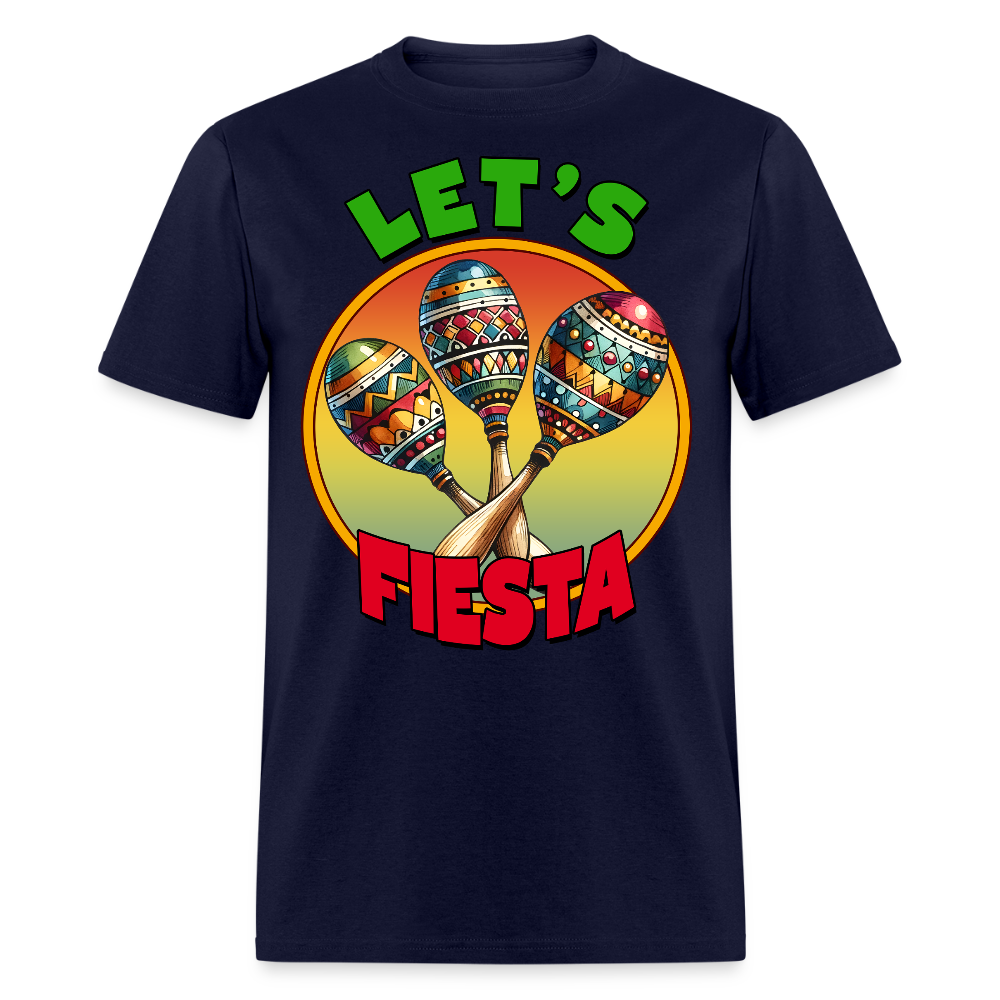 Let’s Fiesta Mexican Party Shirt Colorful Maracas Fiesta T-shirt - navy