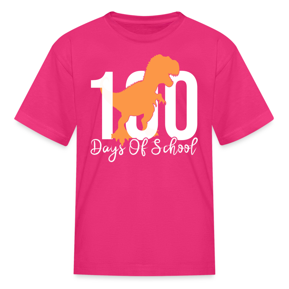 100 Days Of School Dinosaur Shirt Kindergarten Milestone Kids T-shirt - fuchsia