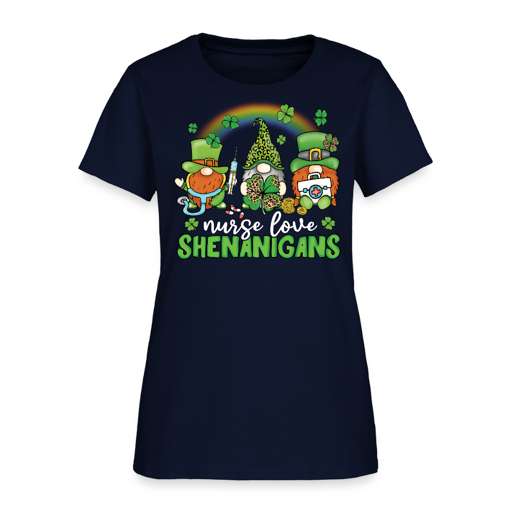 Nurse Love Shenanigans St Patrick’s Day T-Shirt - navy