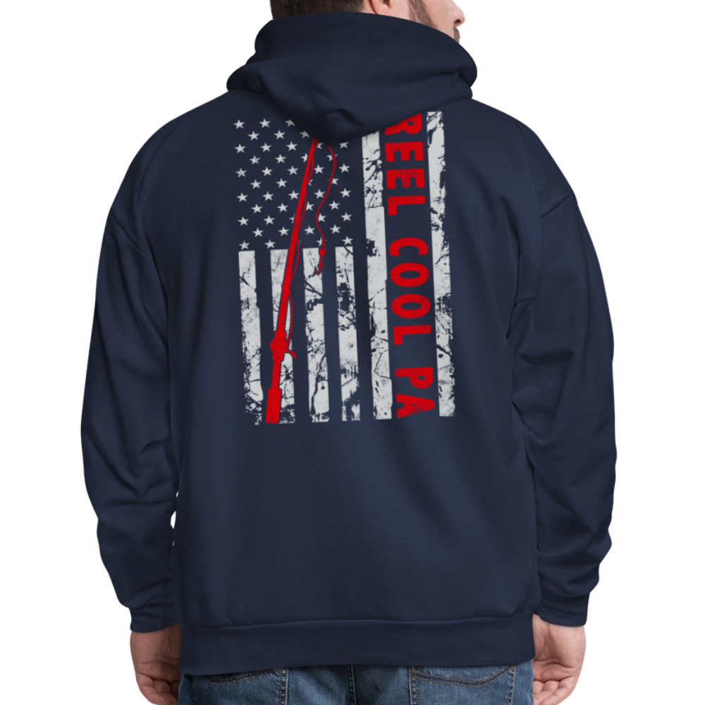Reel Cool Pa Rustic American Flag Fishing Hoodie - navy