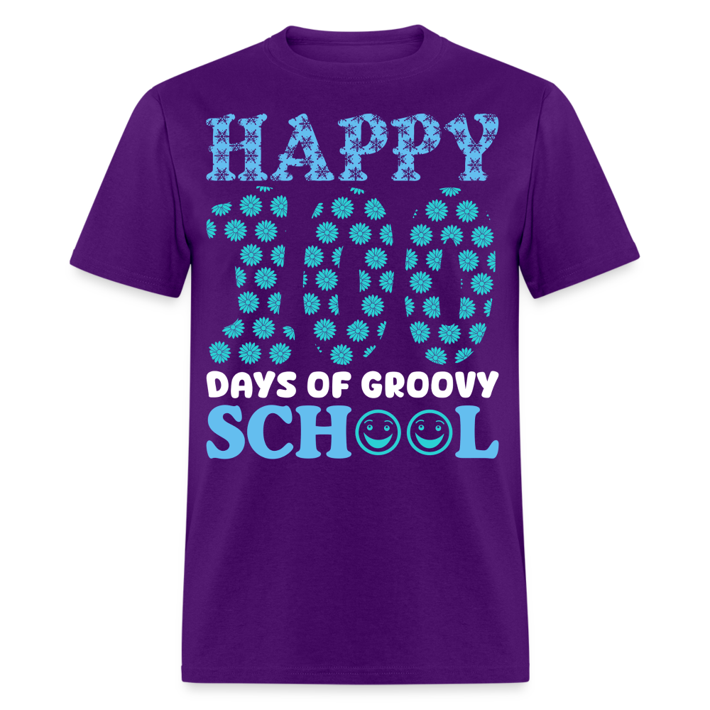 Groovy 100th-day School Celebration Tee Teacher Appreciation Gift T-shirt - purple