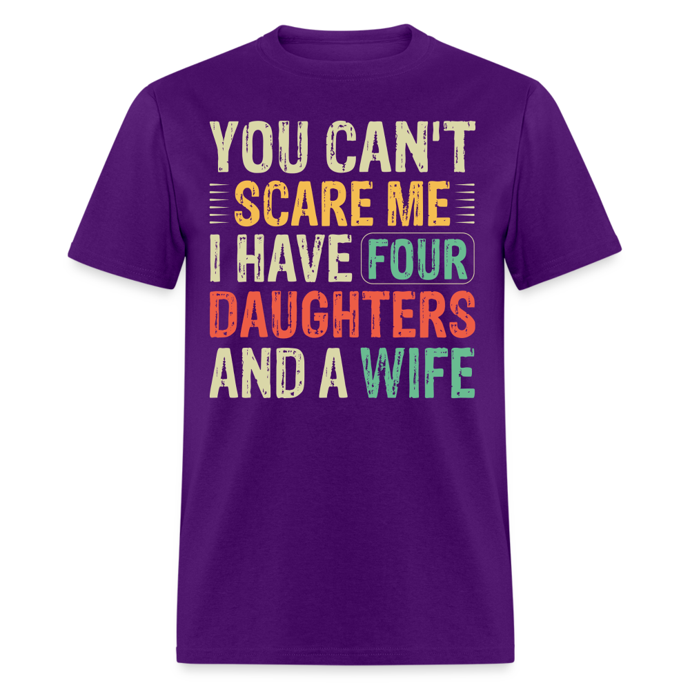 Humorous Gifts For Fathers With Four Daughters And A Wife T-shirt - purple