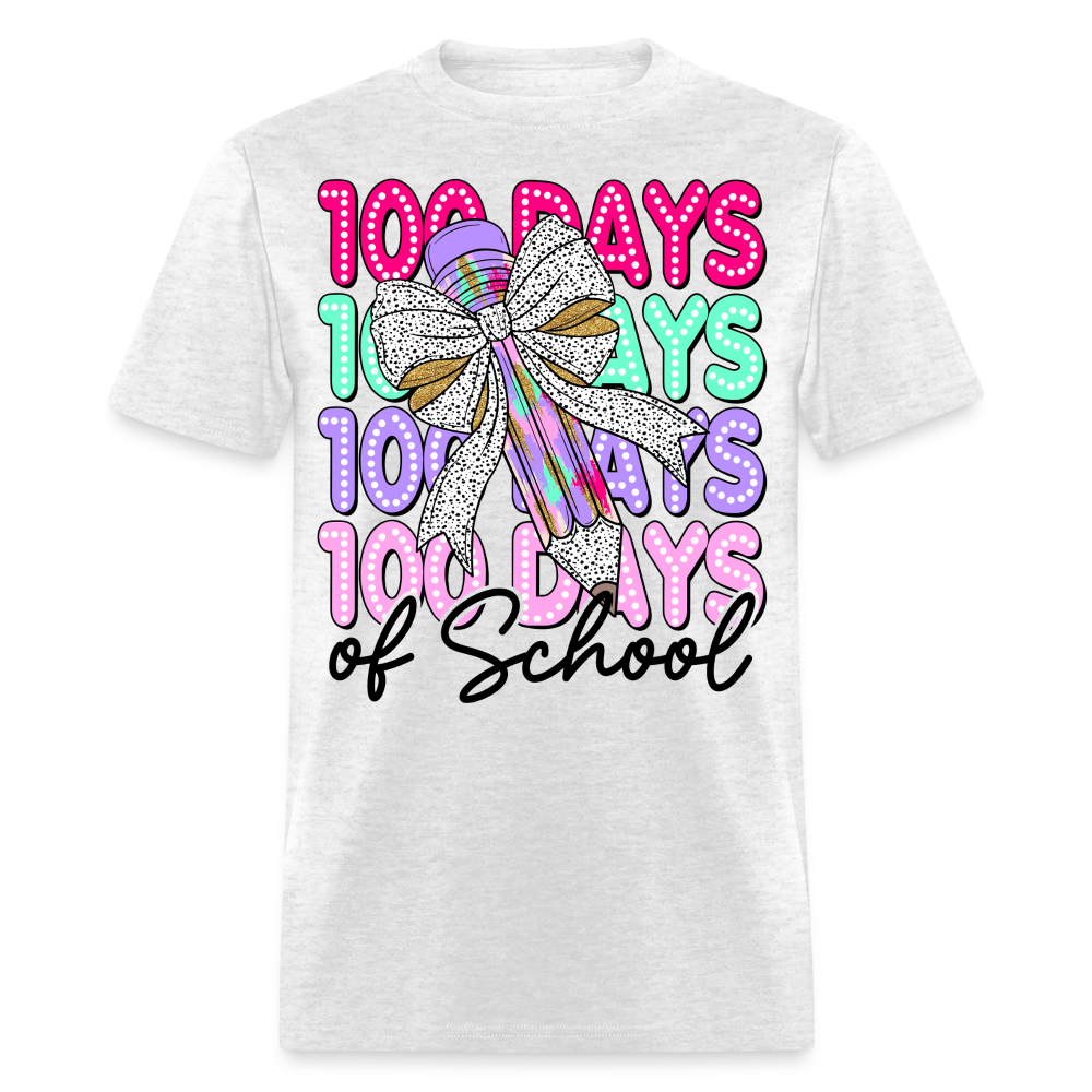 100 Days Of School Teacher Shirt Colorful Pencil Teacher Appreciation T-shirt - light heather gray