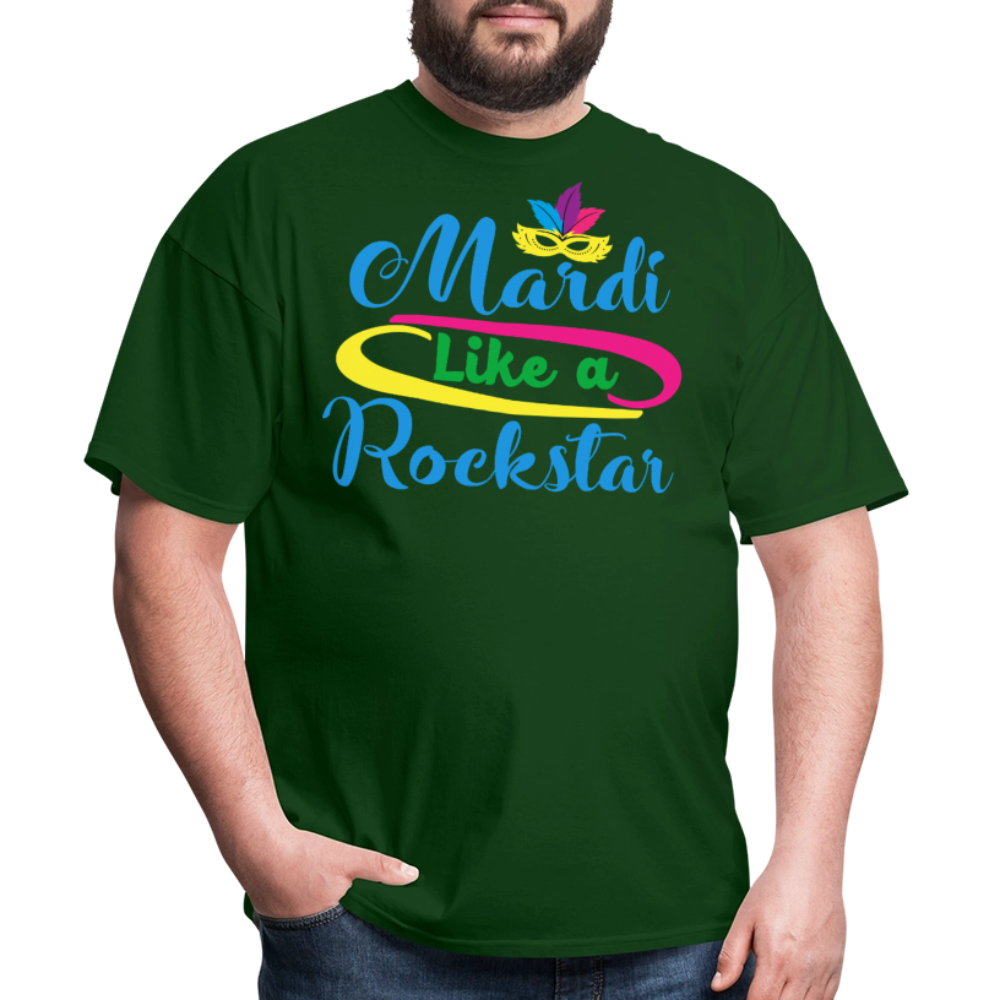 Mardi Gras Rockstar Shirt For Men And Women T-Shirt - forest green