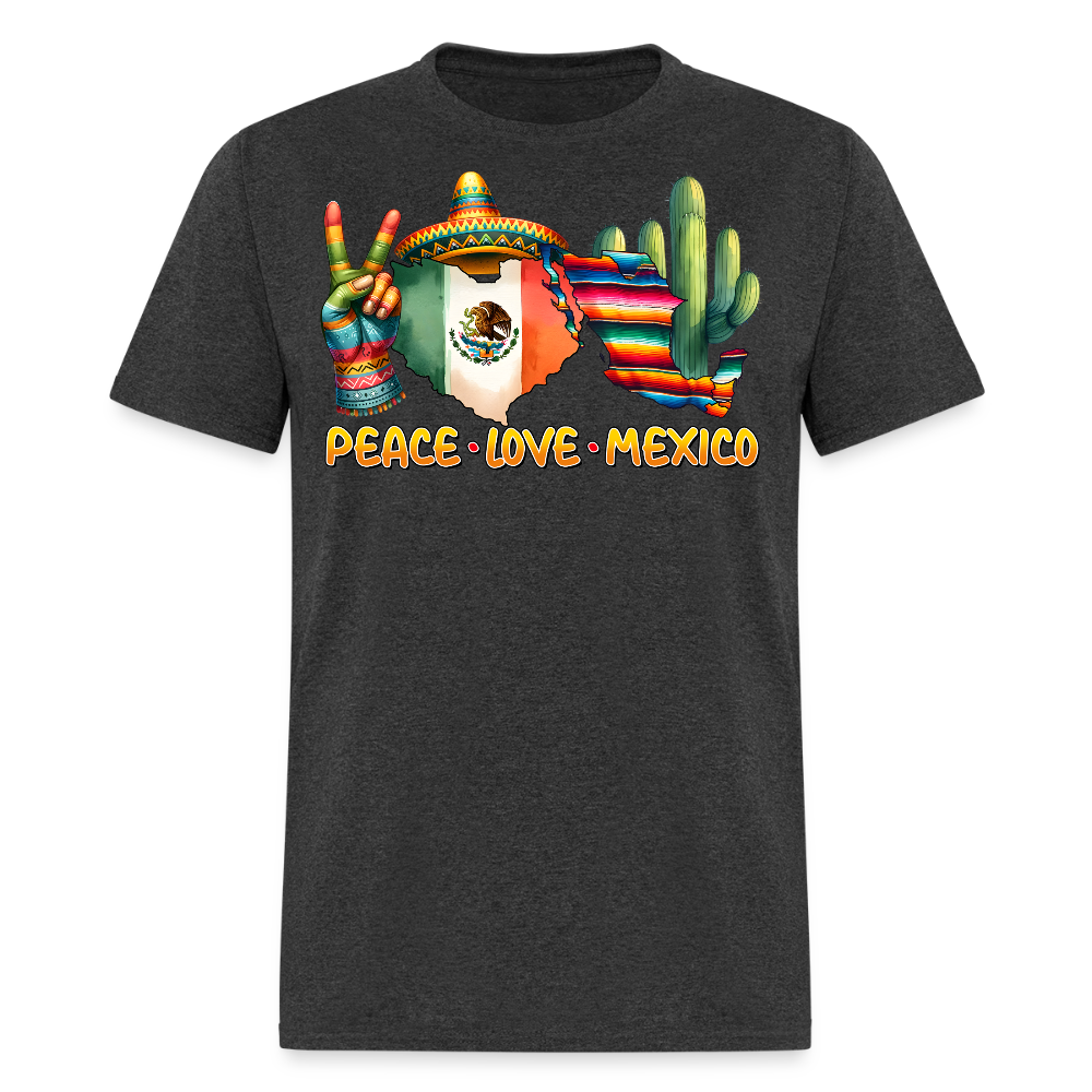 Peace Love Mexico Cultural Tee Mexican Pride T-shirt - heather black