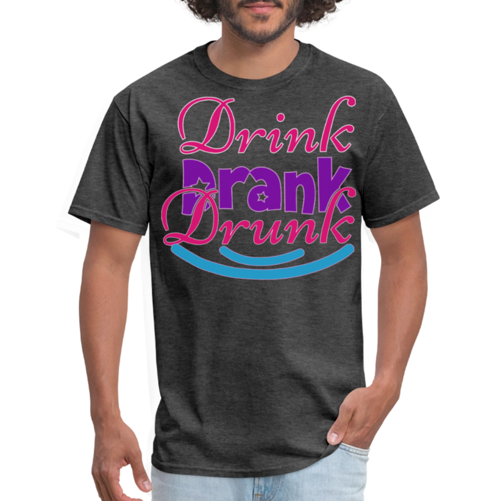 Mardi Gras Funny Drinking Shirts For Men Drink Drank Drunk T-shirt - heather black