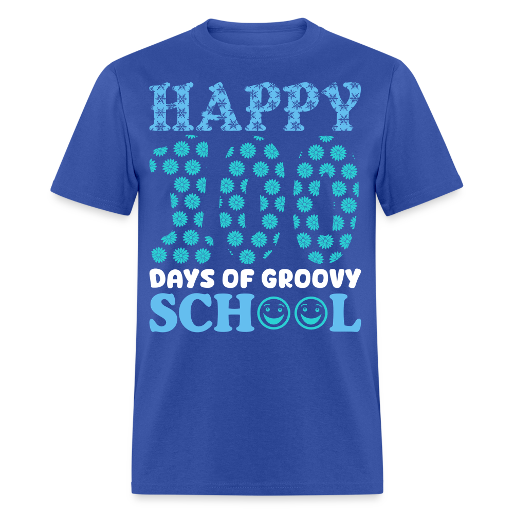 Groovy 100th-day School Celebration Tee Teacher Appreciation Gift T-shirt - royal blue