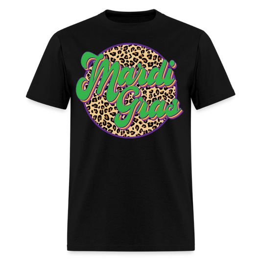 Mardi Gras Leopard Print T-shirt - black