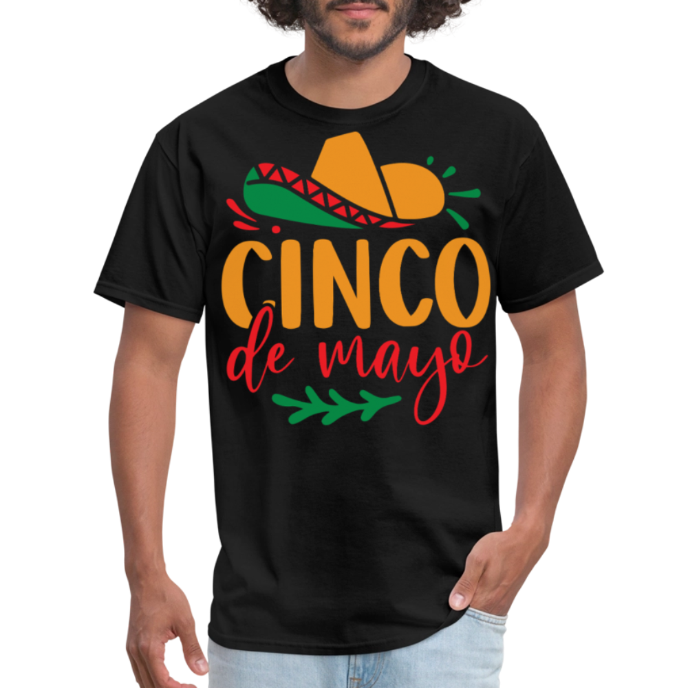 Colorful Cinco De Mayo Sombrero Graphic T-shirt - black