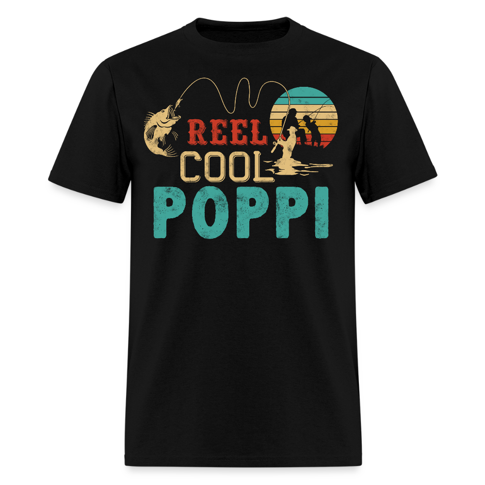 Reel Cool Poppi Fshing Gifts For Grandpa T-Shirt - black