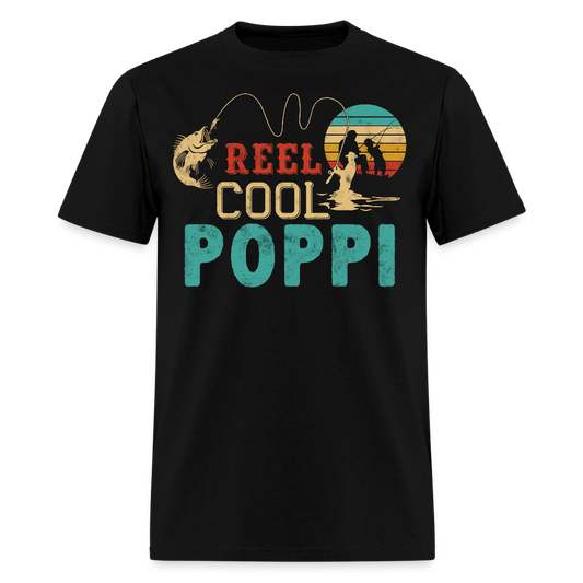 Reel Cool Poppi Fshing Gifts For Grandpa T-Shirt - black