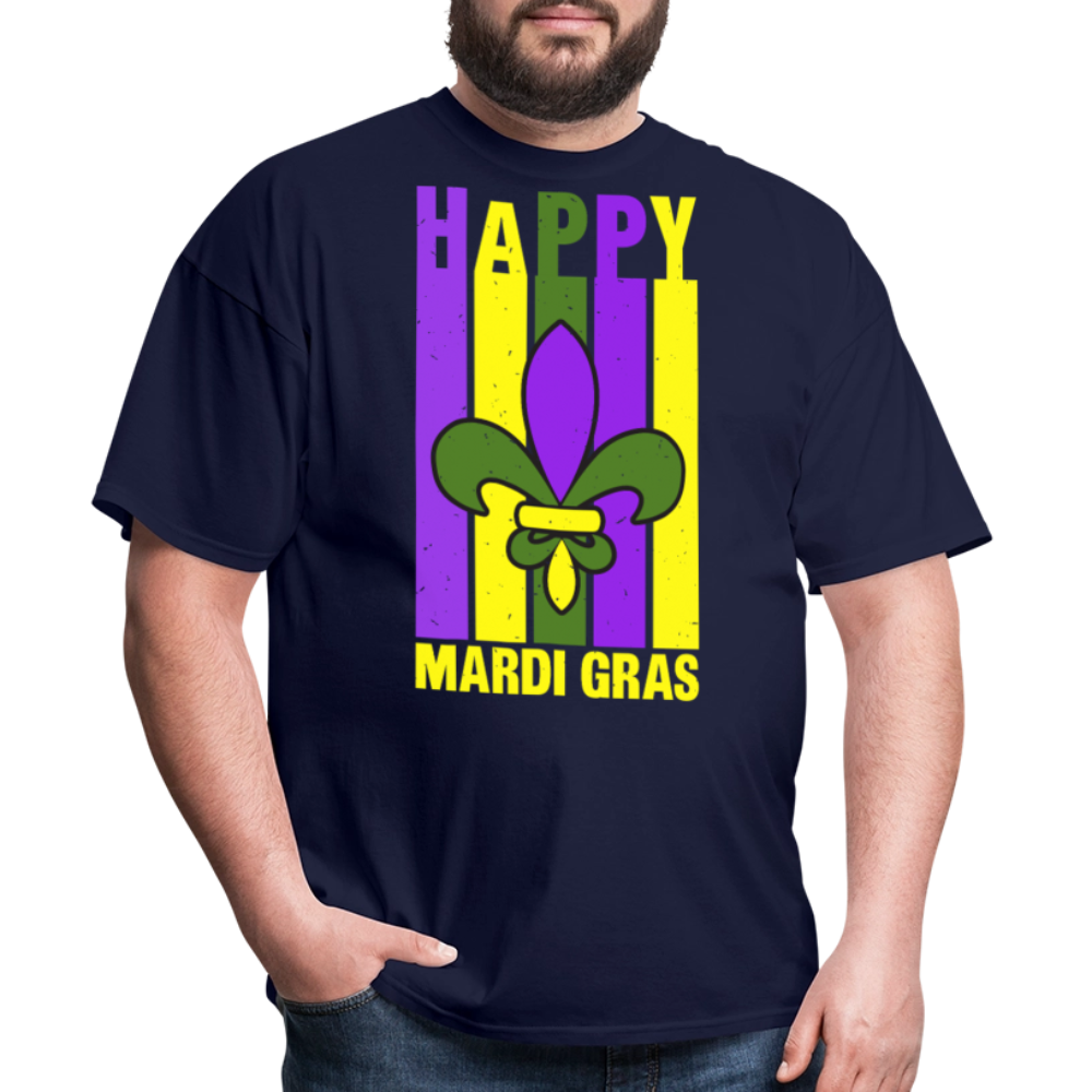 Happy Mardi Gras Graphic Tee Funny and Festive Mardi Gras T-Shirt - navy