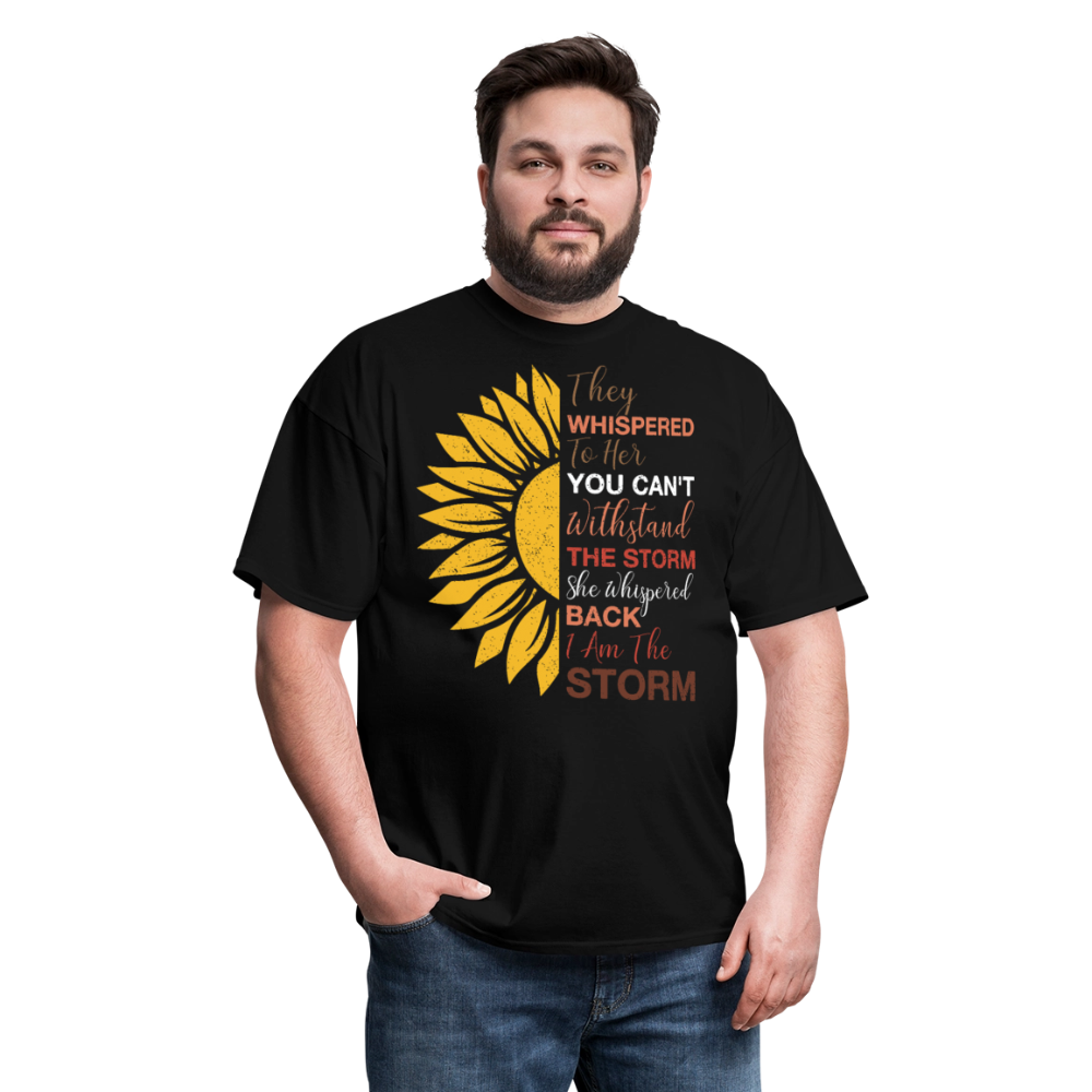 I Am the Storm with Sunflower Design Tee Women's Strength Unisex T-Shirt - black