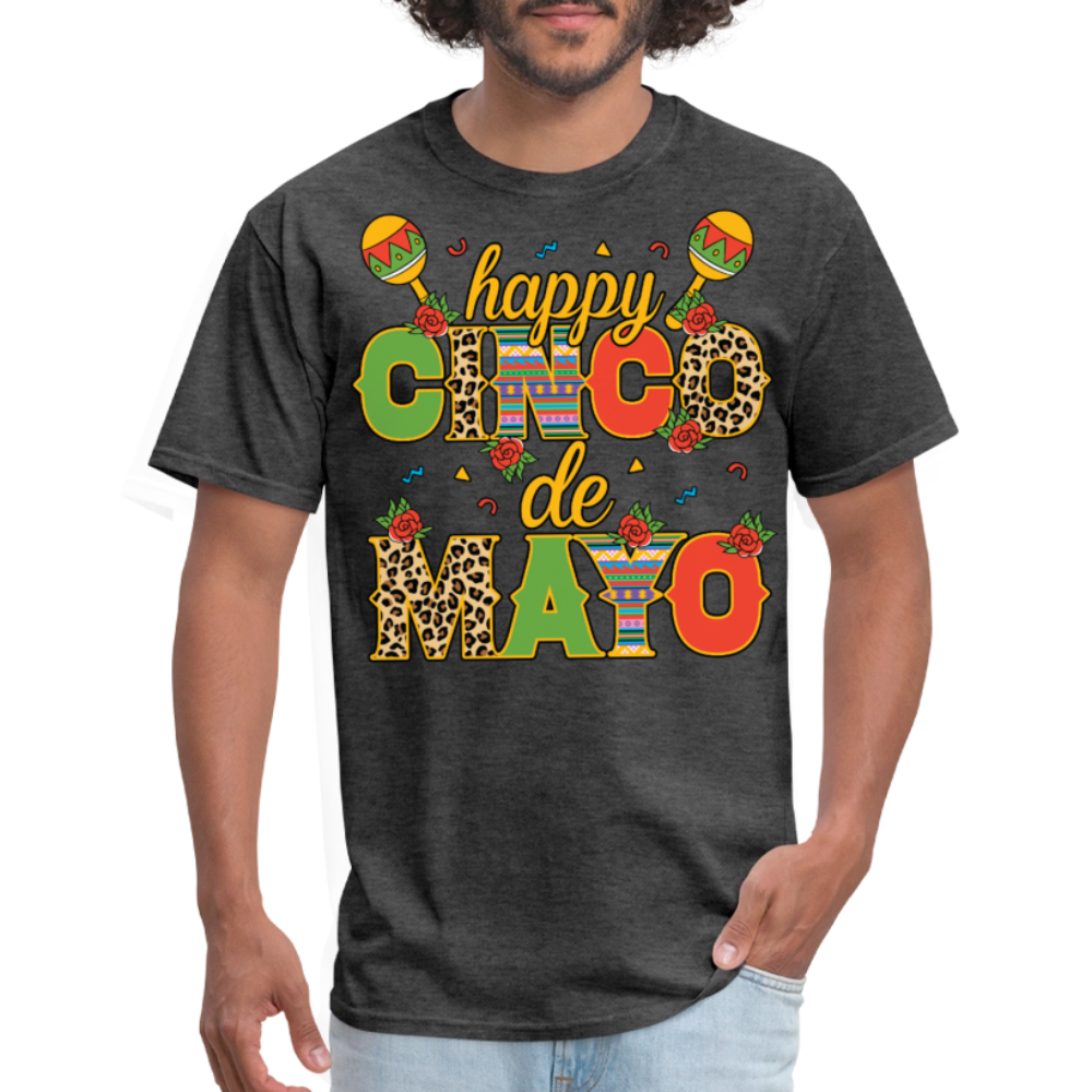 Leopard Print Cinco de Mayo Celebration T-shirt - heather black