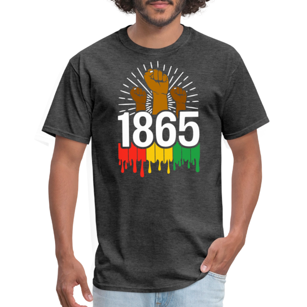 Juneteenth 1865 Tee for Black History Month Raised Fist Revolution T-shirt - heather black