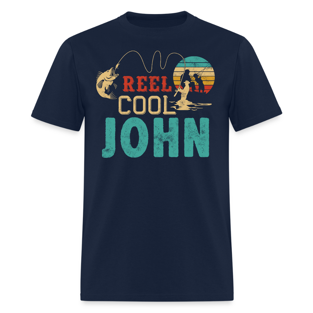 Reel Cool John Personalized Fisherman Gifts For Dad T-shirt - navy