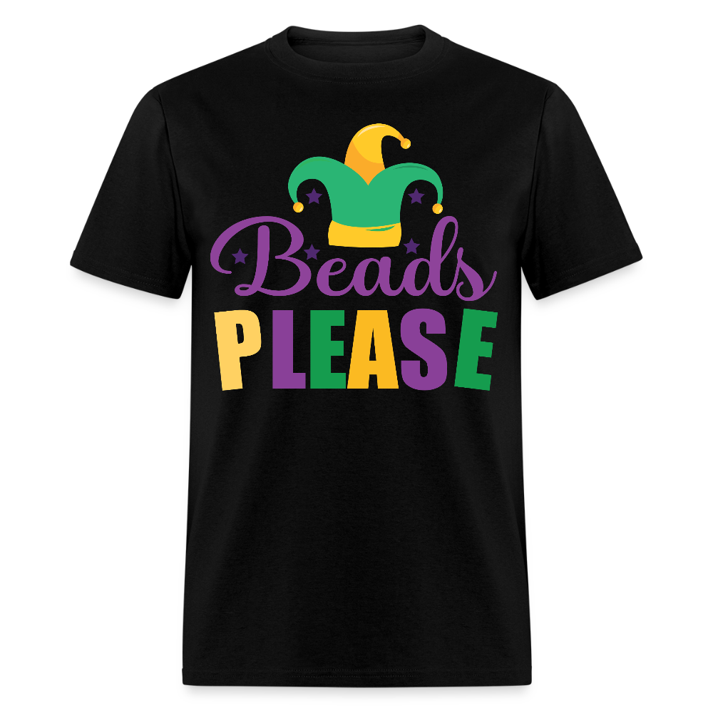 Jester Hat Festival Outfit Funny Mardi Gras Bead Catching T-Shirt - black