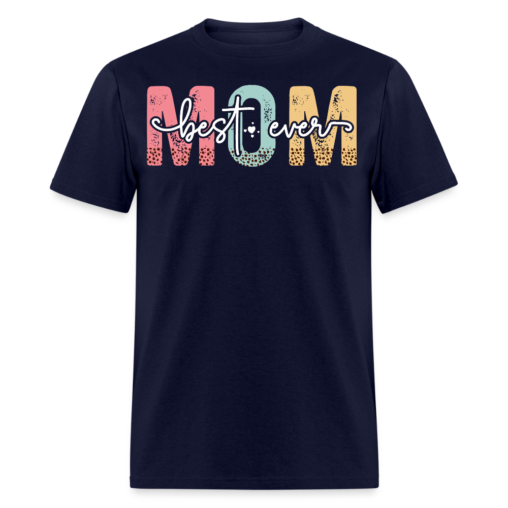 Distressed Mom Text Graphic Tee Best Mom Ever T-shirt - navy
