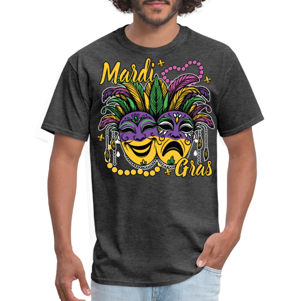 Colorful Mardi Gras Mask Festival New Orleans Carnival Celebration T-shirt - heather black