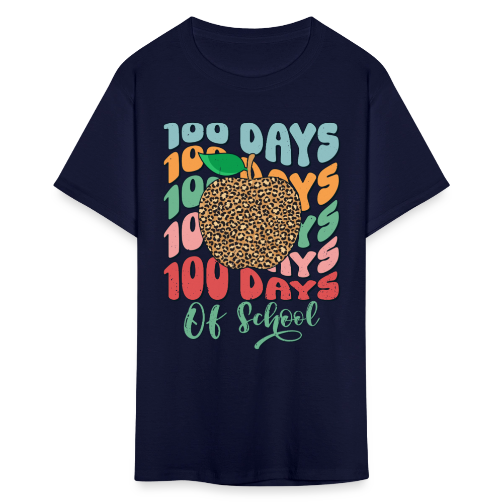 Leopard print 100 Days Of School Teacher Appreciation Gifts T-shirt - navy