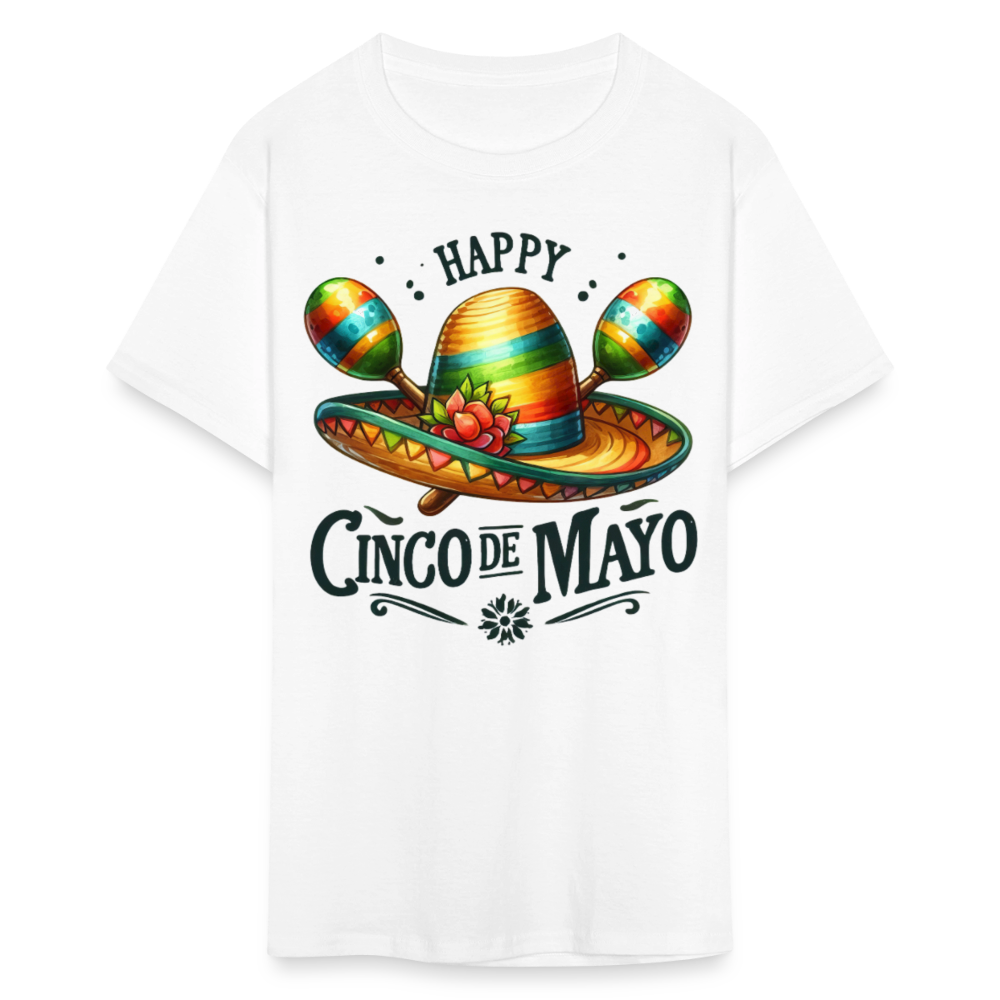 Colorful Sombrero And Maracas Festival Tee Cinco de MayoT-shirt - white