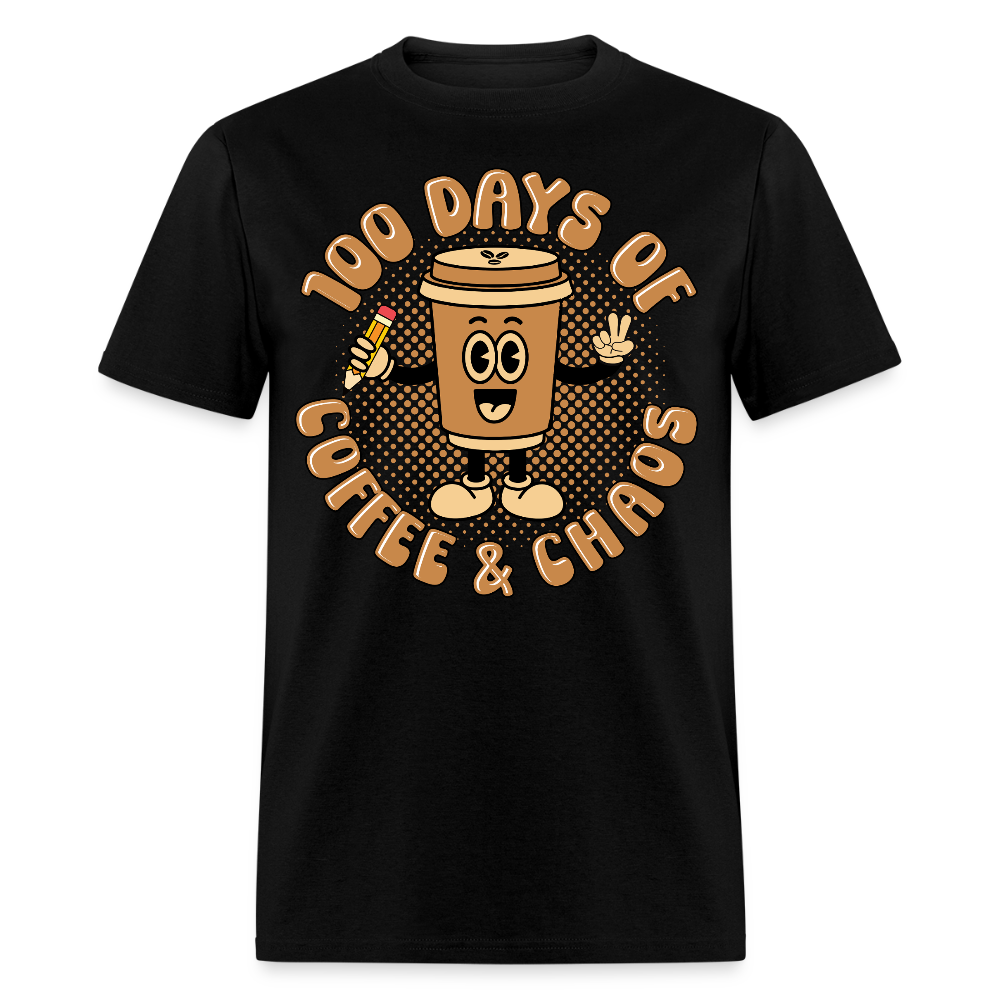 Teacher Caffeine Tee for School Days Coffee and Chaos T-shirt - black